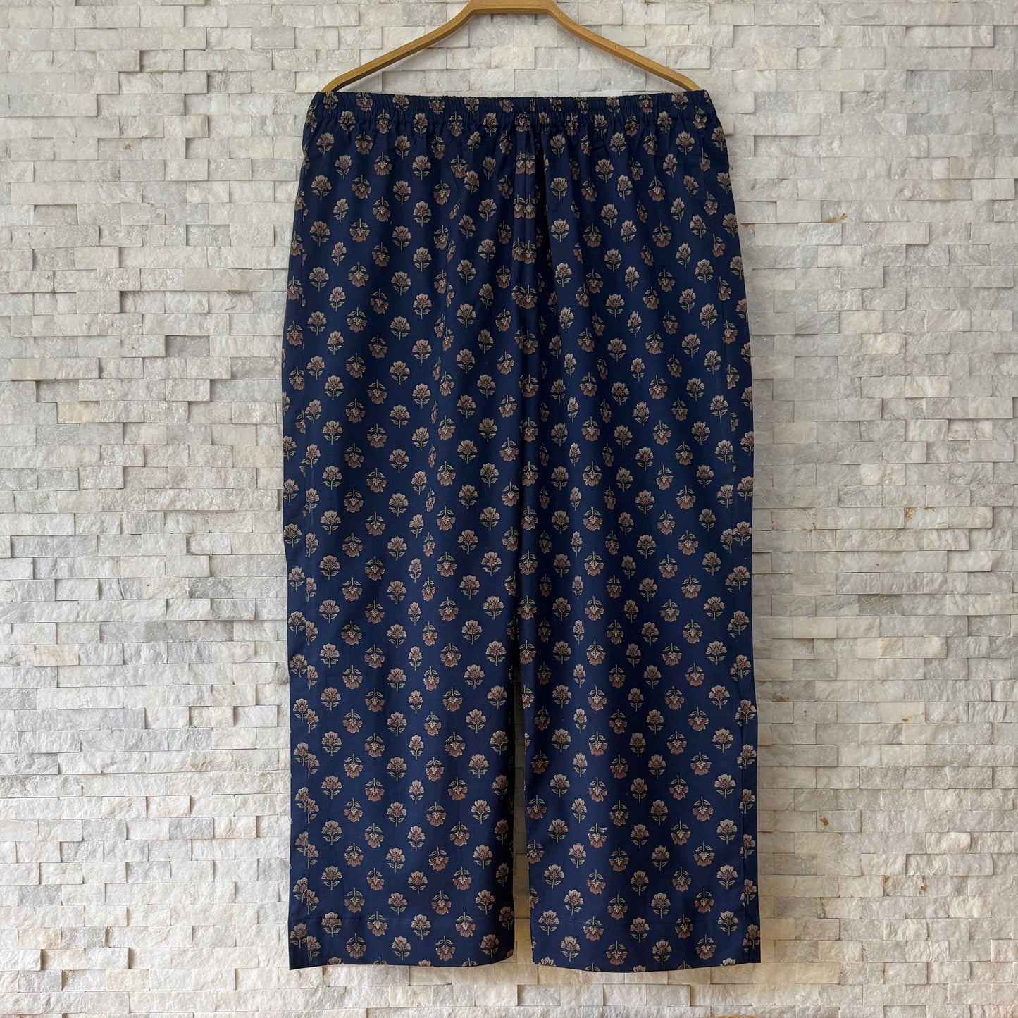 Jaipuri Cotton Co-Ord Set – Navy Floral Buti