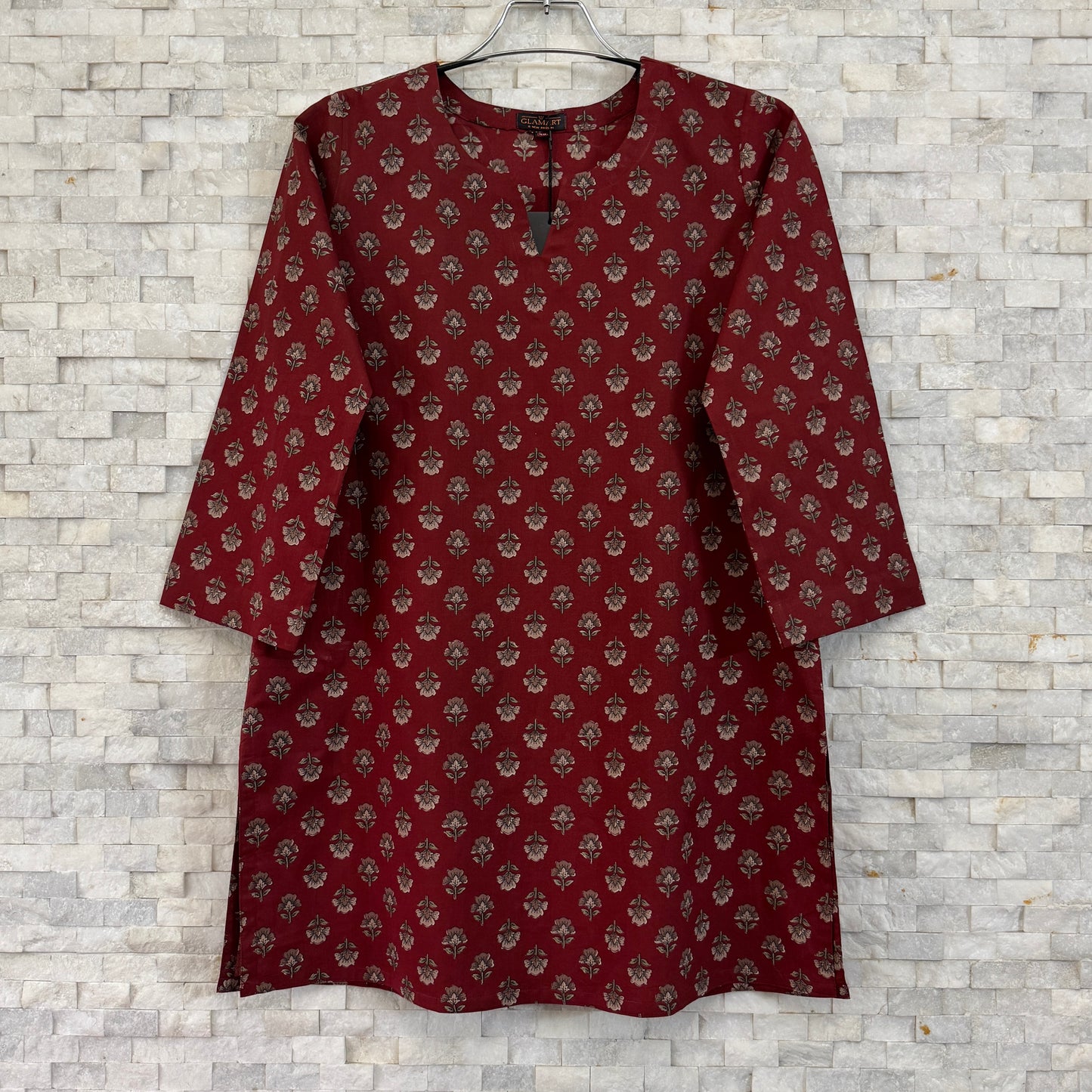Jaipuri Cotton Co-Ord Set – Maroon Floral Buti