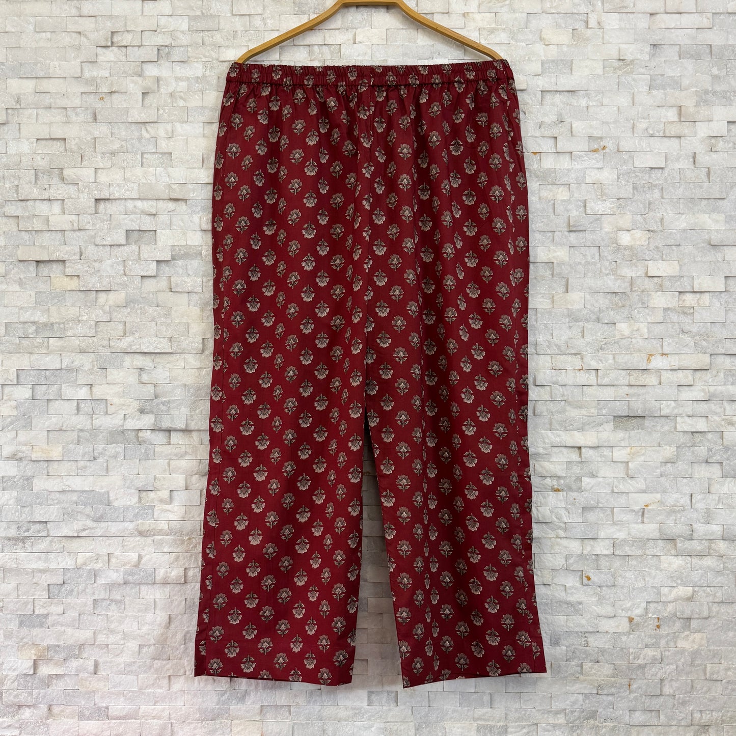Jaipuri Cotton Co-Ord Set – Maroon Floral Buti