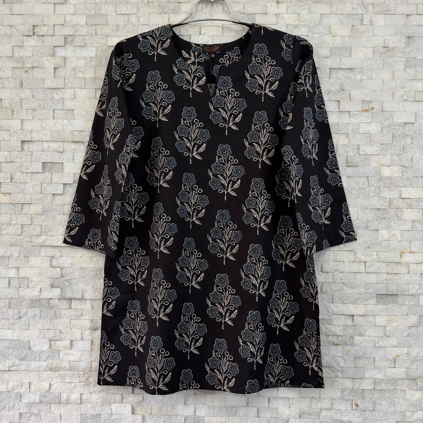 Jaipuri Cotton Co-Ord Set – Black Floral Print