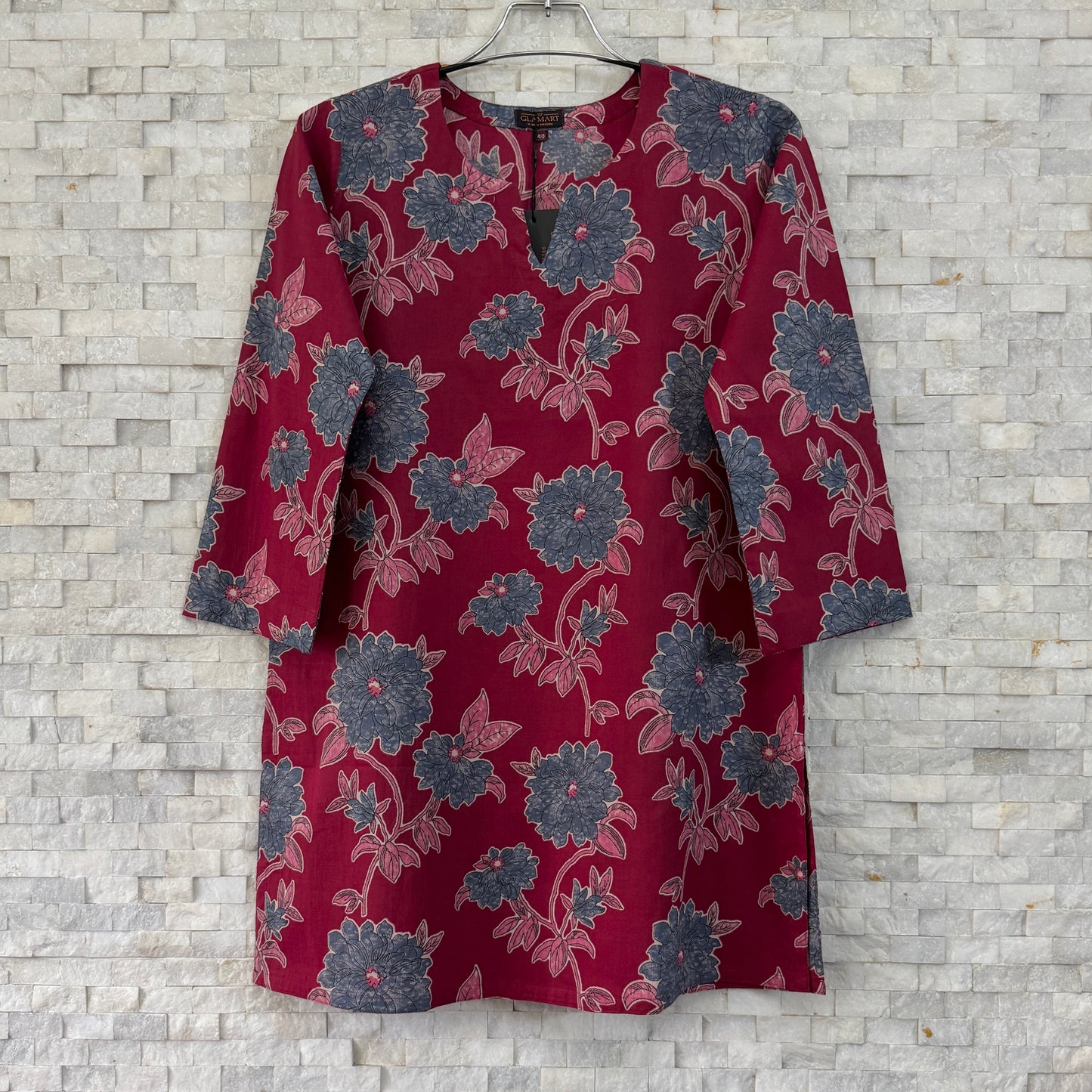 Jaipuri Cotton Co-Ord Set – Deep Raspberry Pink Floral
