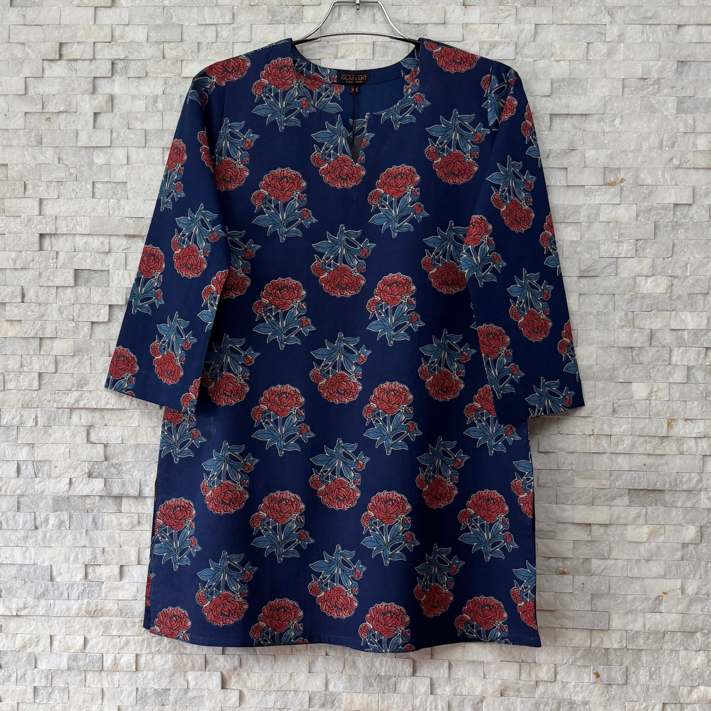 Jaipuri Cotton Co-Ord Set – Navy Floral Print