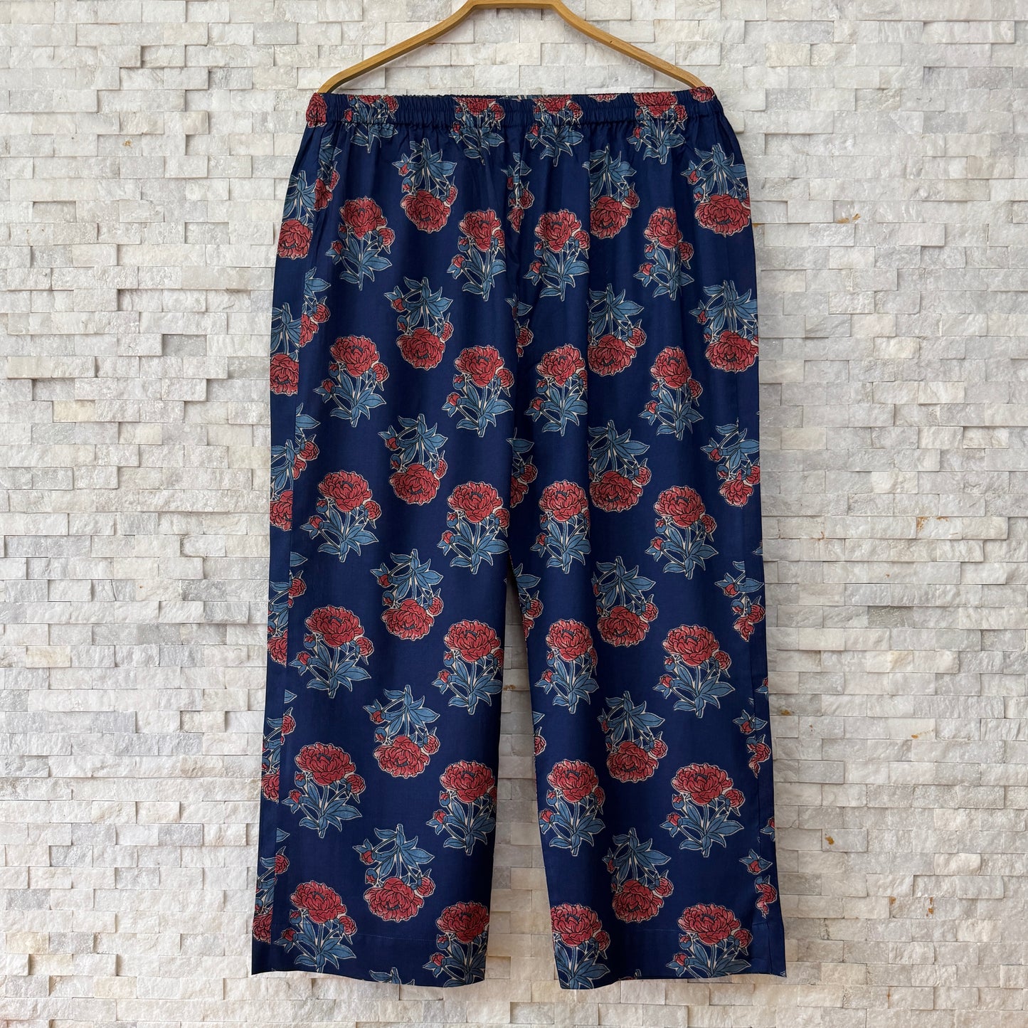 Jaipuri Cotton Co-Ord Set – Navy Floral Print