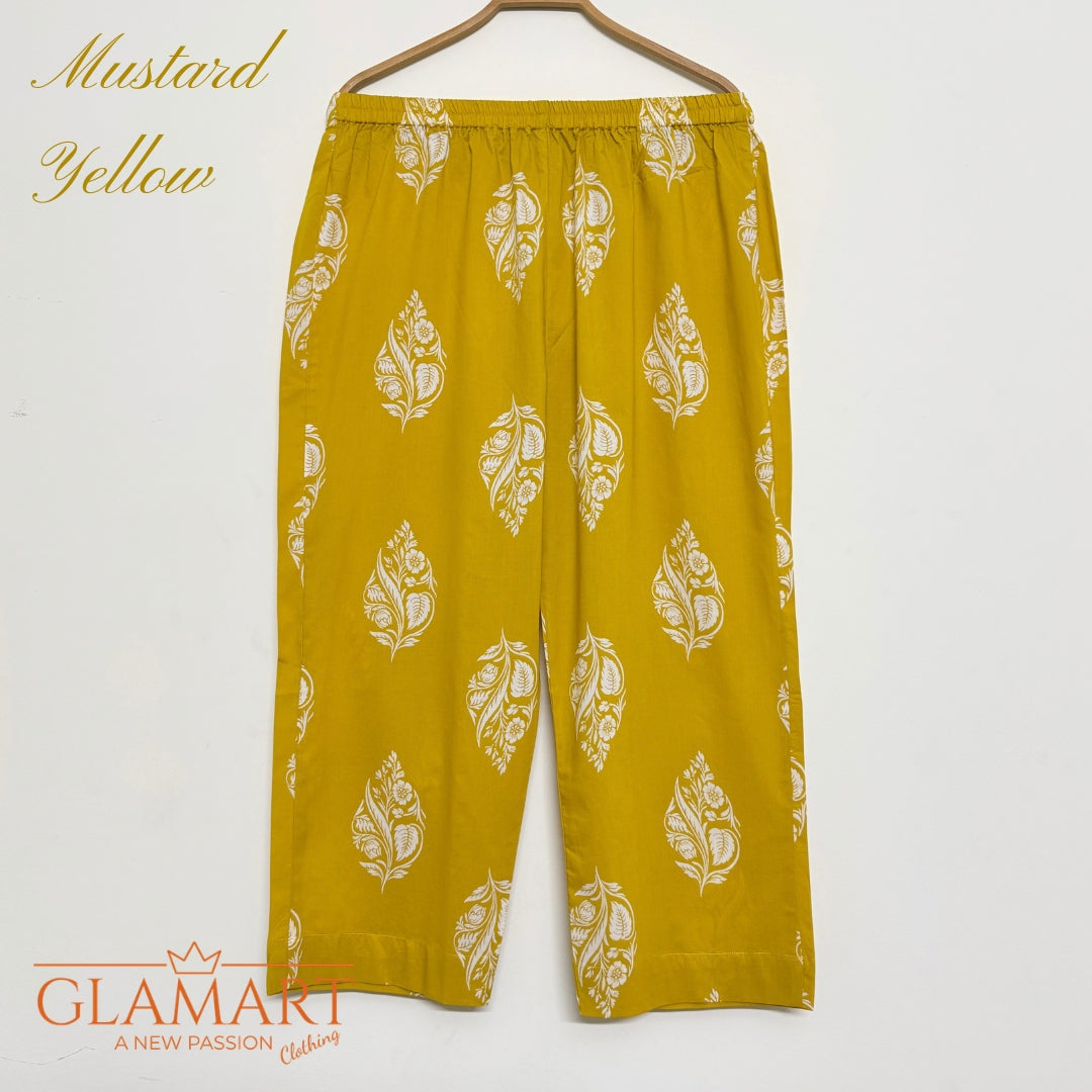 Jaipuri Cotton Short Kurti Co-ord Set – Mustard Yellow Leaf Print