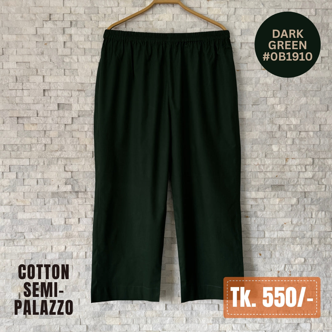 Cotton Semi-Palazzo - Dark Green | SP-0001