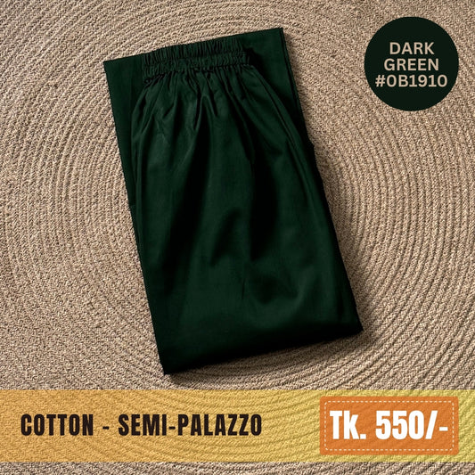Cotton Semi-Palazzo - Dark Green | SP-0001