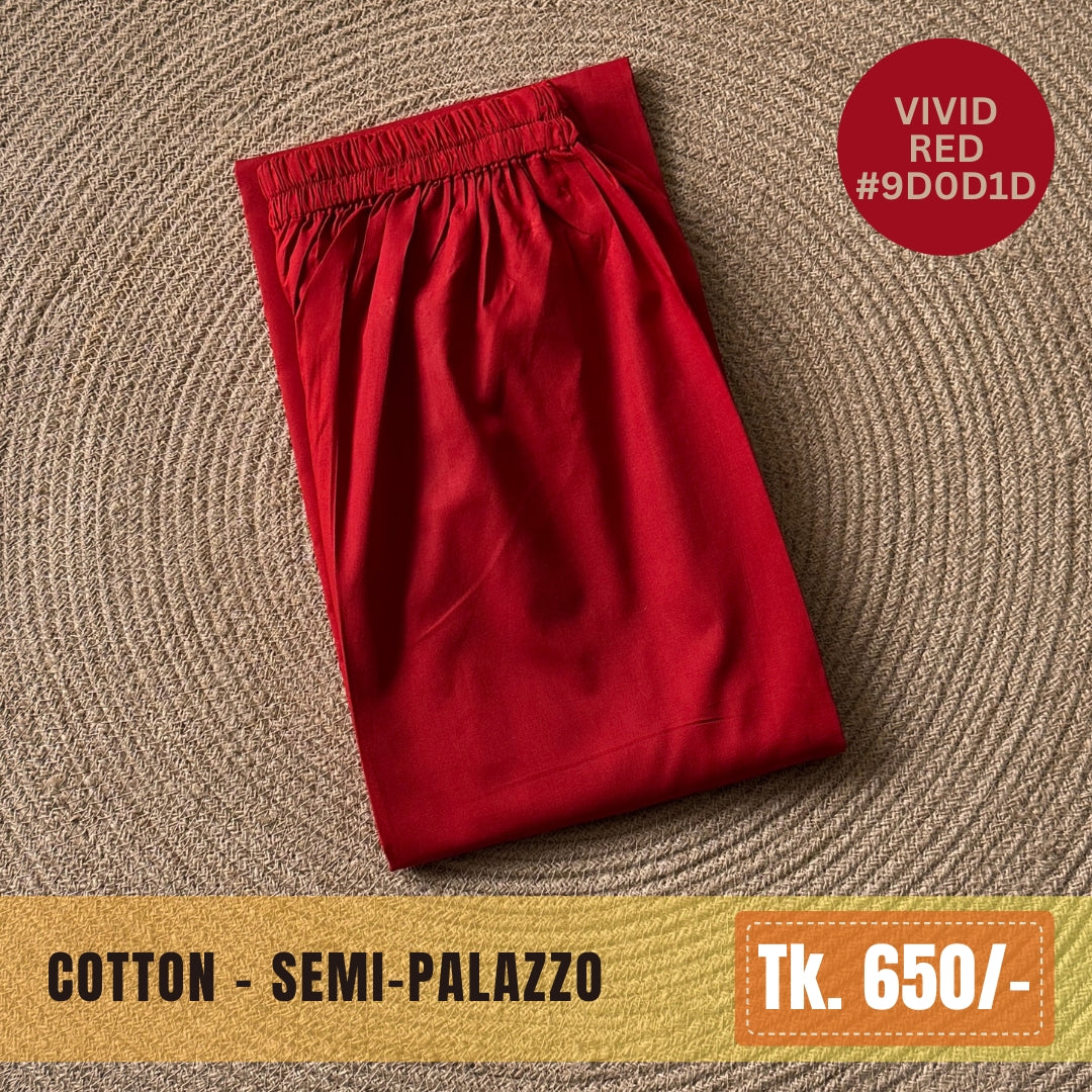 Cotton Semi-Palazzo - Vivid Red | SP-0002