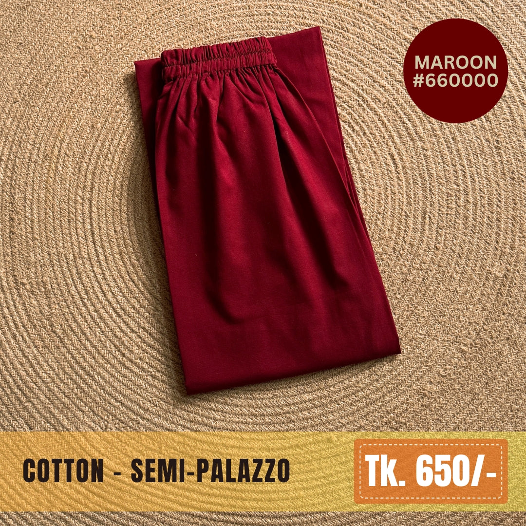 Cotton Semi-Palazzo - Maroon | SP-0003