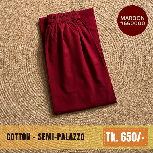 Cotton Semi-Palazzo - Maroon | SP-0003