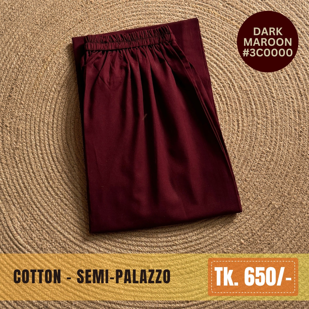 Cotton Semi-Palazzo - Dark Maroon | SP-0004
