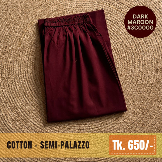 Cotton Semi-Palazzo - Dark Maroon | SP-0004