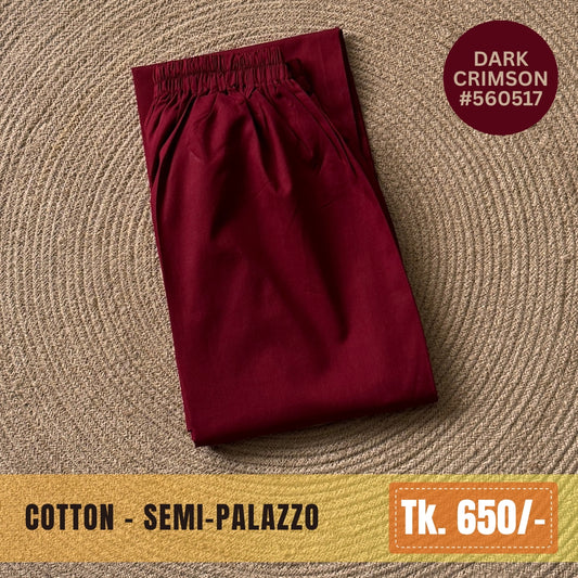Cotton Semi-Palazzo - Dark Crimson | SP-0007