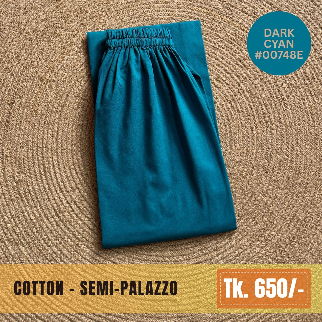Cotton Semi-Palazzo - Dark Cyan | SP-0013