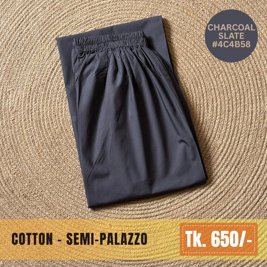 Cotton Semi-Palazzo - Charcoal Slate | SP-0018