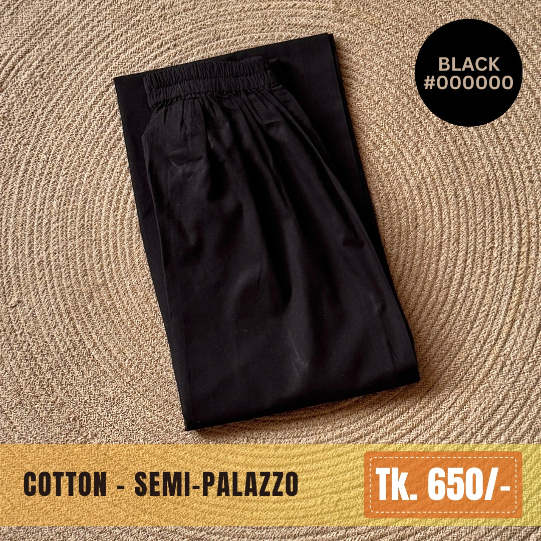 Cotton Semi-Palazzo - Black | SP-0019