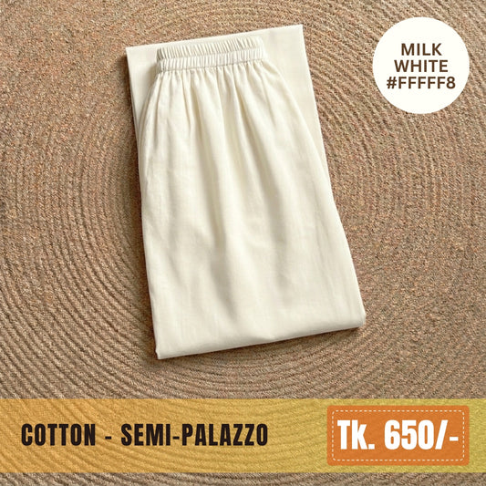 Cotton Semi-Palazzo - Milk White | SP-0020
