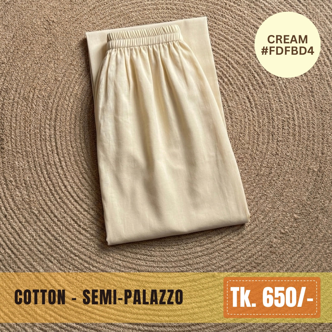 Cotton Semi-Palazzo - Cream | SP-0021