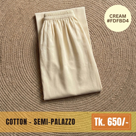 Cotton Semi-Palazzo - Cream | SP-0021