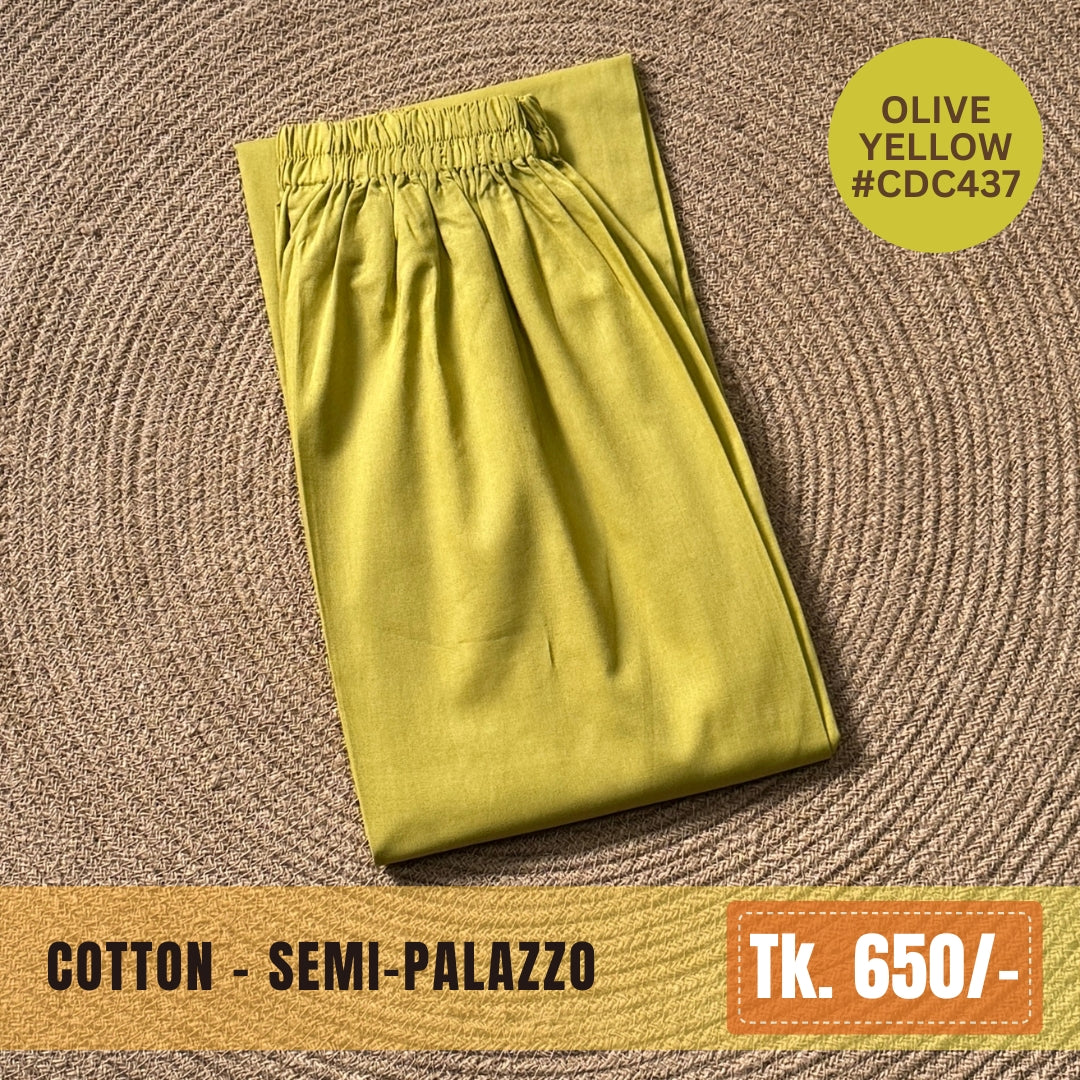 Cotton Semi-Palazzo - Olive Yellow | SP-0024