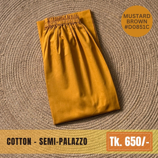 Cotton Semi-Palazzo - Mustard Brown | SP-0025