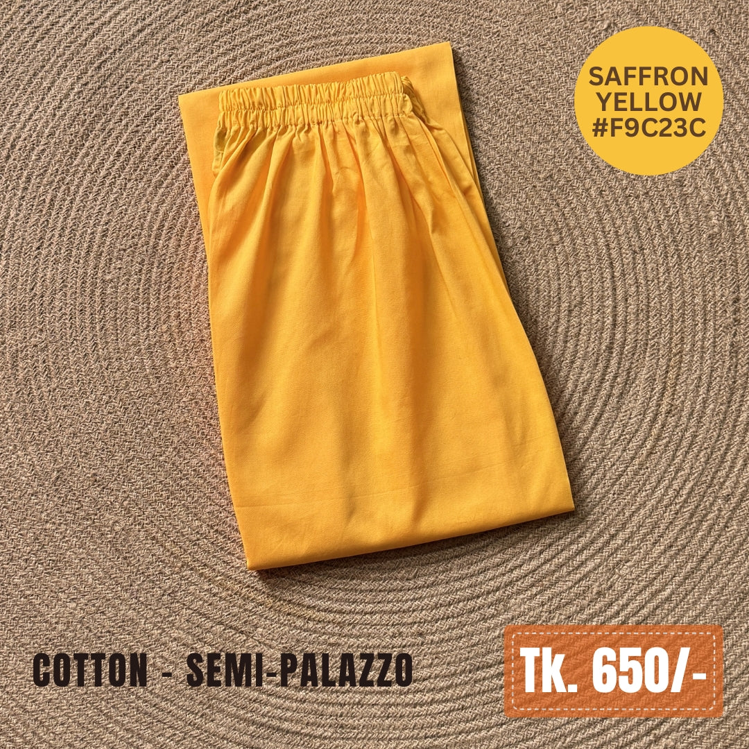 Cotton Semi-Palazzo - Saffron Yellow | SP-0026