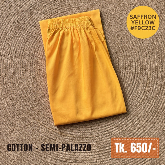 Cotton Semi-Palazzo - Saffron Yellow | SP-0026