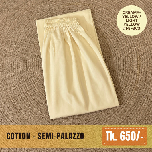 Cotton Semi-Palazzo - Creamy-Yellow - Light-Yellow | SP-0032