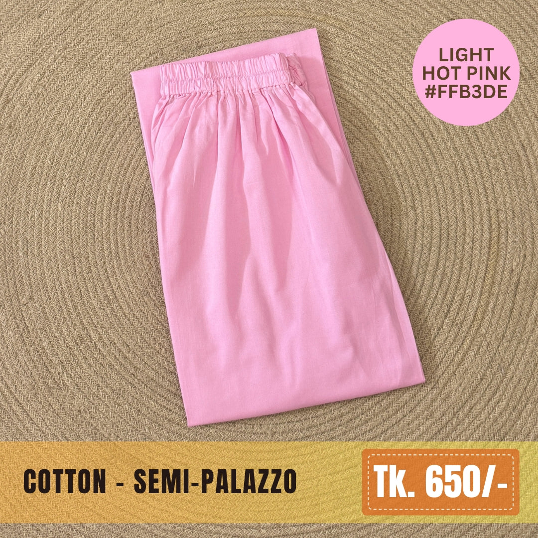 Cotton Semi-Palazzo - Light Hot Pink | SP-0034