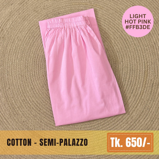 Cotton Semi-Palazzo - Light Hot Pink | SP-0034