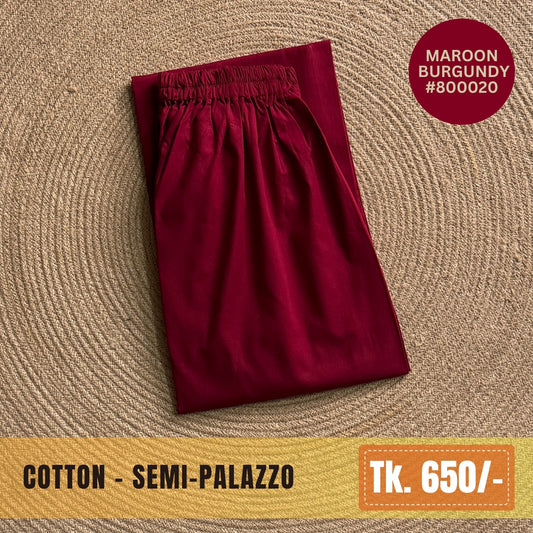 Cotton Semi-Palazzo - Maroon-Burgundy | SP-0035